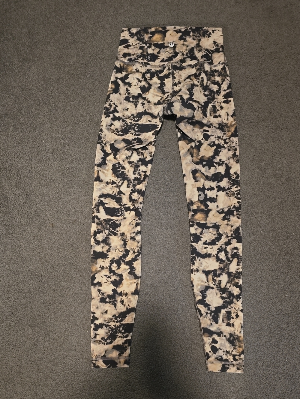 lululemon athletica Tie-Dye High-Rise Leggings - Black & Cream with Tan Accents